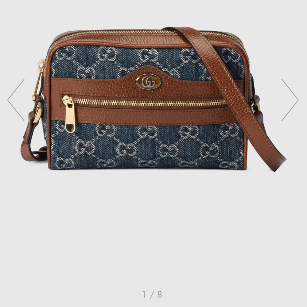 Authentic Gucci crossbody denim and brown